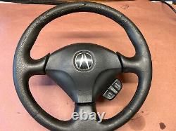 02-06 Acura RSX Type-S Steering Wheel Black Leather with Center Cover Horn OEM