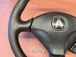 02-06 Acura RSX Type-S Steering Wheel Black Leather with Center Cover Horn OEM