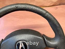 02-06 Acura RSX Type-S Steering Wheel Black Leather with Center Cover Horn OEM