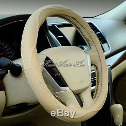 02#New Universal Fit Car PU Leather Steering Wheel Cover Wrap (Black)