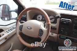 03-07 Ford F250 F350 F450 KING RANCH Leather Steering Wheel Cover 2-Piece Wrap