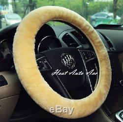 04#New Universal Fit Car Premium Woolen Steering Wheel Cover Wrap (Beige)