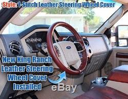 08 09 10 Ford F250 F350 King Ranch -Leather Steering Wheel Cover -1-Stitch Style