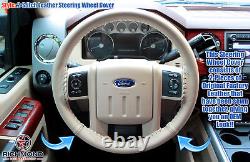 09-10 Ford F250 F350 Lariat -Tan Leather Steering Wheel Cover withNeedle & Thread