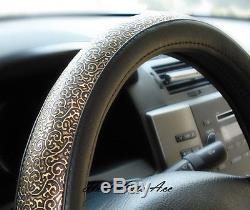 09#New Universal Fit Car PU Leather Steering Wheel Cover Wrap (Medium-Red)