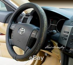 09#New Universal Fit Car PU Leather Steering Wheel Cover Wrap (Small-Gold)