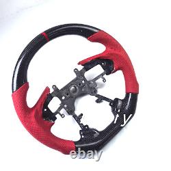 100%Real Carbon fiber steering wheel Honda Accord 9th Gen 20132017 red leather