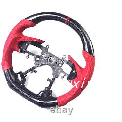 100%Real Carbon fiber steering wheel Honda Accord 9th Gen 20132017 red leather