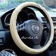 10#New Universal Fit Car Genuine Leather Steering Wheel Cover Wrap (Beige)