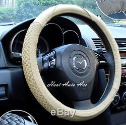 10#New Universal Fit Car Genuine Leather Steering Wheel Cover Wrap (Black)