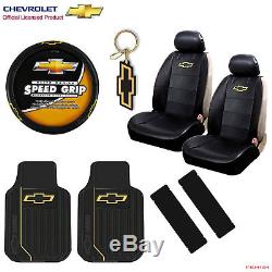 10pcs Chevy Elite Logo Car Truck Seat Covers Floor Mats Steering Wheel Cover Set