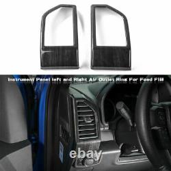 11Interior Steering wheel&Door Handle Cover Trim for Ford F150 Black Wood Grain