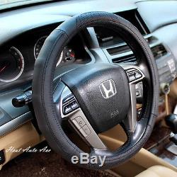12#New Universal Fit Car Genuine Leather Steering Wheel Cover Wrap