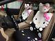 12 PCs Hello Kitty Car Seat Cushion Car Seat Covers Steering Wheel Cover Black