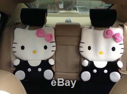 12 PCs Hello Kitty Car Seat Cushion Car Seat Covers Steering Wheel Cover Black