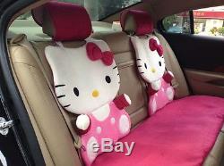 12 PCs Universal Hello Kitty Rose Car Seat Cushion Steering Wheel Cover Pillows