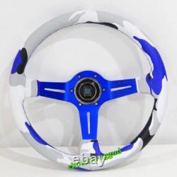 13.5 in Steering Wheel Cover Car Camo Blue lift stem Racing Aluminum