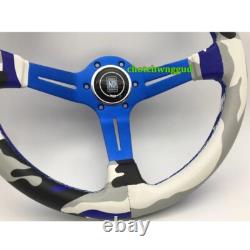 13.5 in Steering Wheel Cover Car Camo Blue lift stem Racing Aluminum