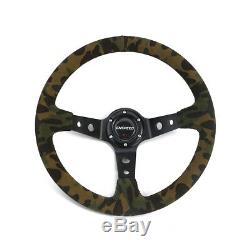 14'' 350MM 6 Bolt Steering Wheel Suede Leather Gear Shift Knob Cover Camouflage