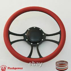14 Billet Steering Wheel Black Half Wrap Ford GM Cutlass Impala GMC WithH