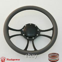 14 Billet Steering Wheel Black Half Wrap Ford GM Cutlass Impala GMC WithH