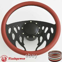 14'' Billet Steering Wheels Black Half Wrap Resto Pontiac GTO Firebird With Horn