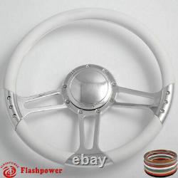 14'' Billet Steering Wheels Red Leather Hot Rod GM Buick Riviera Lesabre w Horn