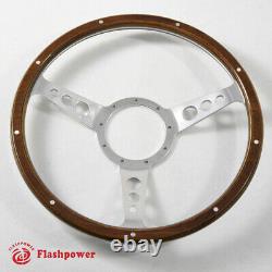 14'' Classic Riveted wooden steering wheel Custom Ford Mustang Shelby AC Cobra