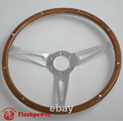 14'' Classic Riveted wooden steering wheel Restoration Mustang Shelby AC Cobra