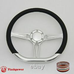 14 D Type Billet steering wheel Black Half Wrap muscle car GMC WithH