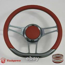 14 Gun Metal Billet Steering Wheel Ford GM Chevy Blazer C10 WithHorn &Adapter