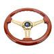 14 Wood Grain Steering Wheel 6 Bolts 1.75 Dish Gold Chrome Spoke Fit For Acura