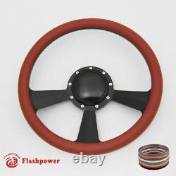 15.5 Billet Steering Wheel Black Half Wrap Replacement GMC Chevy With Horn Button