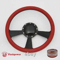 15.5 Billet Steering Wheel Black Half Wrap Replacement GMC Chevy With Horn Button
