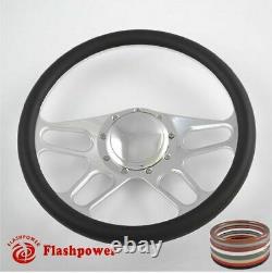 15.5 Billet Steering Wheel Wood Half Wrap BUICK Chevy Ford Mopar With Horn Button