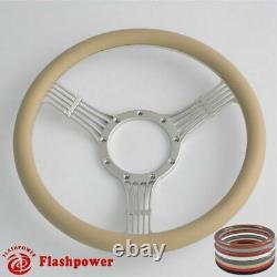 15.5'' Flashpower Billet Banjo Steering Wheel Wood Half Wrap Chevrolet Buick GMC