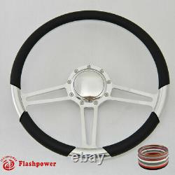 15.5 Polished Billet Steering Wheel White Half Wrap Firebird Ford