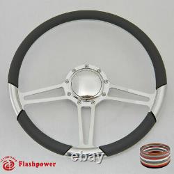 15.5 Polished Billet Steering Wheel White Half Wrap Firebird Ford