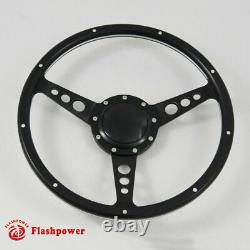 15 Black Forest Wood Steering Wheel 9 bolt with Horn Button Custom Hot rod