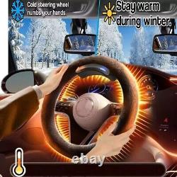 15 Rechargeable Wireless Heated Steering Wheel Cover, Fuzzy Protector for Car
