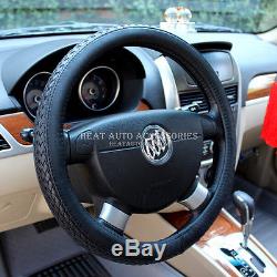 17#New Universal Fit Car Genuine Leather Steering Wheel Cover Wrap (Gray)