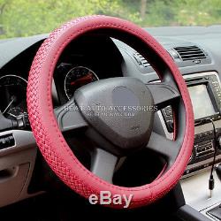 17#New Universal Fit Car Genuine Leather Steering Wheel Cover Wrap (Gray)