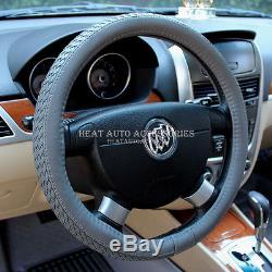 17#New Universal Fit Car Genuine Leather Steering Wheel Cover Wrap (Wine)