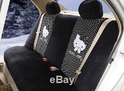 18PCs HelloKitty Universal Black Car Seat Covers Steering Wheel Cover for Winter