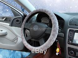 18#New Universal Fit Winter Car Premium Velvet Steering Wheel Cover Wrap (Gray)