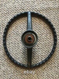 1970s Jeep Commando AMC Two Spoke Steering Wheel OEM Black WithHorn Button RARE