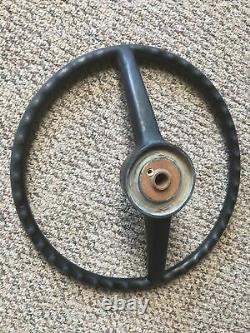 1970s Jeep Commando AMC Two Spoke Steering Wheel OEM Black WithHorn Button RARE