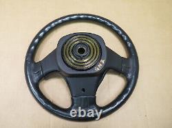 1990-1996 NISSAN Z32 300ZX 3-SPOKE LEATHER STEERING WHEEL With HORN COVER BLACK