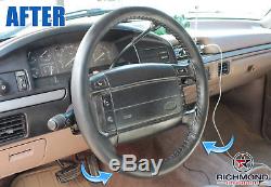 1992-1996 Ford Bronco Eddie Bauer XLT -Black Leather Wrap Steering Wheel Cover