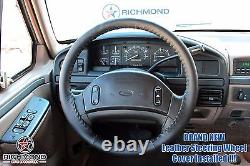 1992-1997 Ford F-250 F-350 Crew-Cab X-Cab -Leather Steering Wheel Cover Black